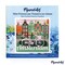 Figured'Art Mini Paint by Numbers Kit for Adults with Frame Travel Poster Amsterdam Small format 8"x8" - Craft Art Painting DIY Canvas Already Stretched on a Wooden Frame